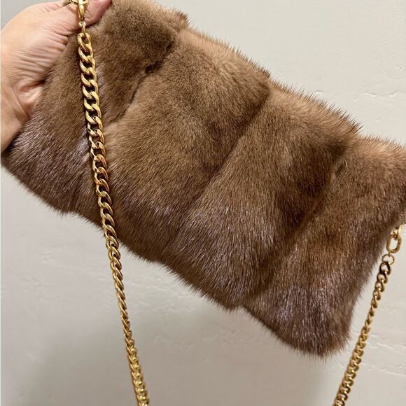 Natural Mink Fur Soft Slouchy Bag/Shoulder Bag/Crossbody & Fur Flower Bag Charm - Picture 13 of 16